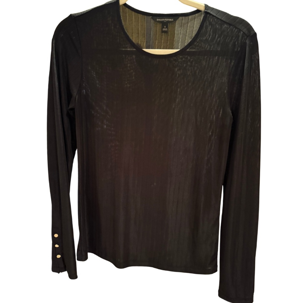 Banana Republic- Ribbed Black Scoop Neck Top